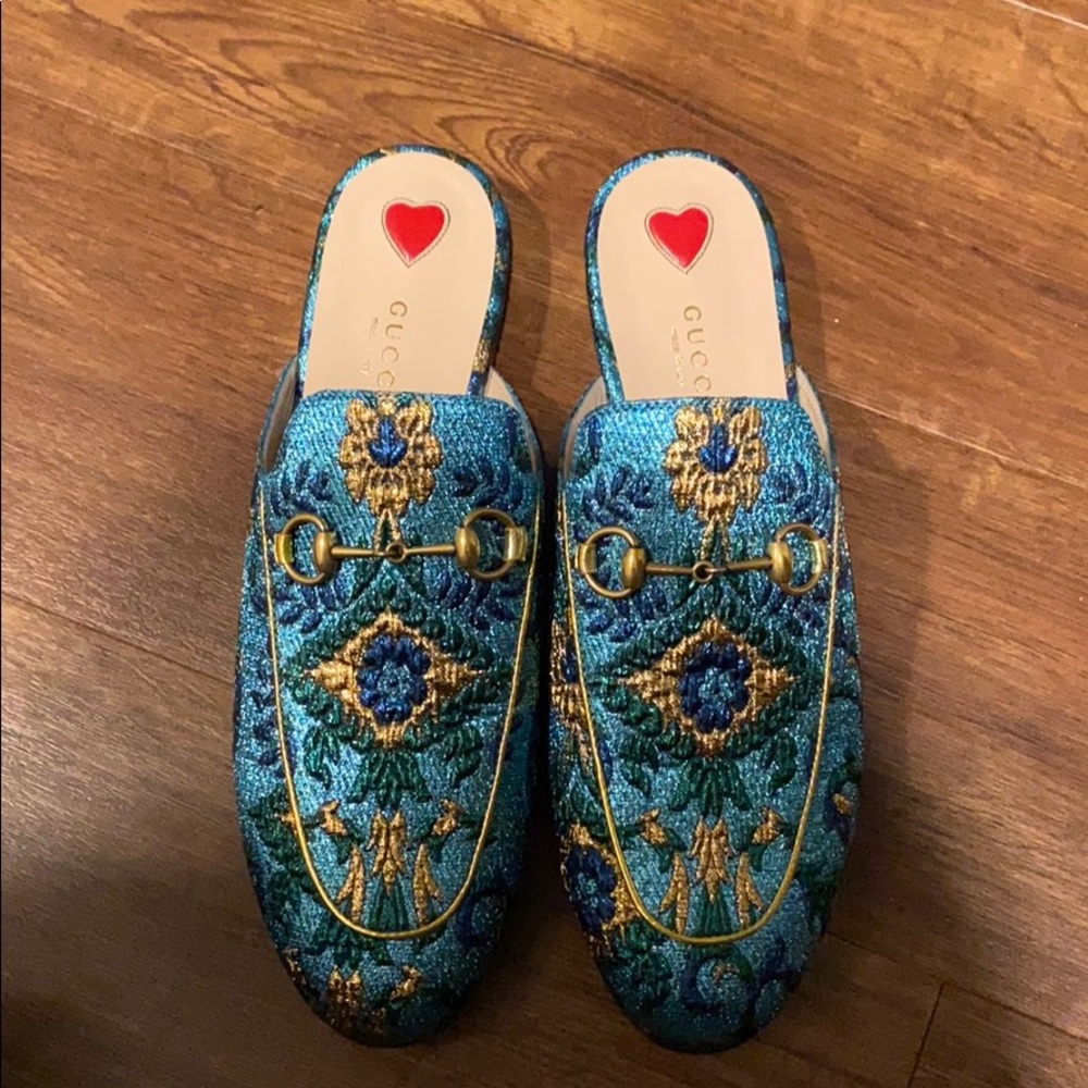 Gucci Sand Tess Blue Slipper size 38.5